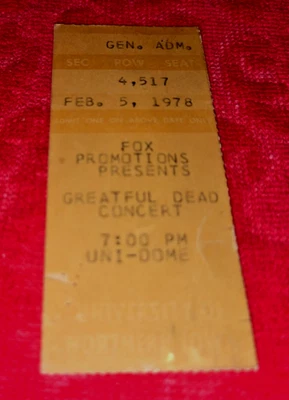 BOLETO DE CONCIERTO DE COLECCIÓN AGRADECIDO MUERTO 5 DE FEBRERO 1978 ERROR ORTOGRÁFICO INCORRECTO GENIAL Foto 1 de 3