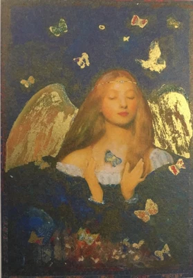 Papiro - Navidad - Ángel contemporáneo con mariposas - Polvo dorado, brillo Foto 1 de 2