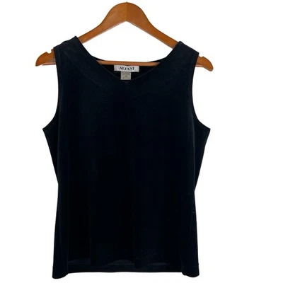 Top Alfani Medio Negro Cuello en V Sin Mangas Elastizado Terciopelo Elegante Cóctel Gótico Foto 1 de 4