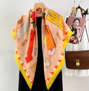100% Wool Shawl Neckerchief 100cmX100cm Bandanna playing cards Print Scarf wrap - Picture 1 of 6