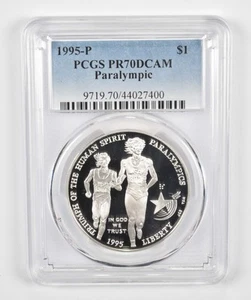 PR70 1995-P DCAM Paralympic Commemorative Silver Dollar PCGS Blue Label *1350 - Picture 1 of 5