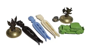 Brass Miniature Hindu Goddess Card Holders 3 Rogers Cloths Pins 1 Packer Eraser - Picture 1 of 23