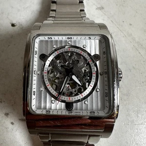 Bulova Skeleton 96A107 Men's Silver Stainless Steel Automatic Analog Wristwatch - Picture 1 of 11