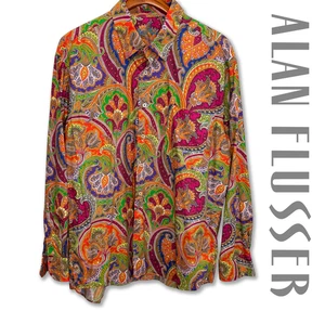 Camicia Alan Flusser taglia XL uomo con bottoni manica lunga tasca selvaggia colorata paisley - Foto 1 di 4