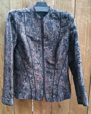 Lafayette 148 纽约女式纹理拉链夹克 0 码 — 第 1/4 张图片