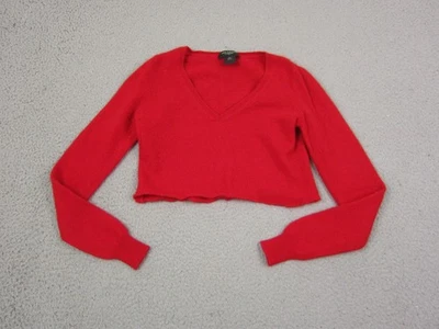 Suéter Ann Taylor Mujer Extra Pequeño XS Rojo 100% Cachemira Tejido Recortado Corte Foto 1 de 4