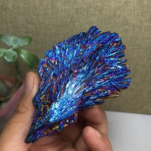 electroplated rainbow tourmaline rutilated uncut crystal specimen 56g A1702 - Picture 1 of 21