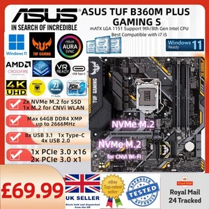 Placa madre ASUS TUF B360M PLUS Gaming S LGA1151 mATX para 9ª 8ª generación i7 i5 i3 - Imagen 1 de 7