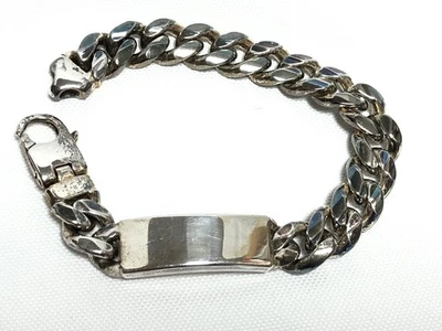 Pulseira de identificação de elos cubanos de prata esterlina 925 8 1/4" 73,8 gramas Itália - Imagem 1 de 4