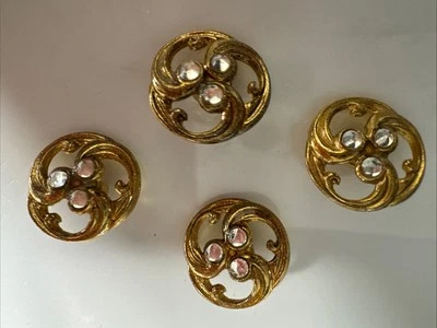 4 Premium Schmuckknopf Jacke Mantel  Altgold Strass 20 mm - Bild 1 von 3
