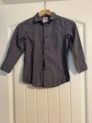 Wrangler 男孩长袖纽扣衬衫 S 码 (6/7) 深灰色 — 第 1/4 张图片