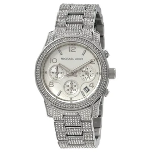Michael Kors Runway Pave Chronograph Quartz Silver Dial Ladies Watch MK7434 - Picture 1 of 3