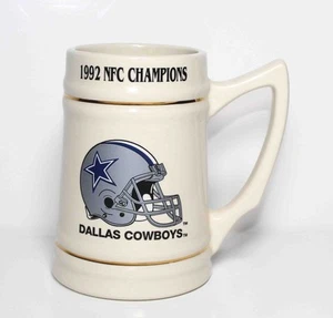 1992 Dallas Cowboys NFL NFC Champions Ceramic Stein Mug Super Bowl XXVII Logo - Picture 1 of 6