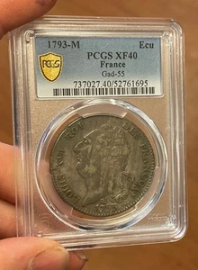France - 1793-M Large Silver Ecu (PCGS XF 40) - Picture 1 of 6