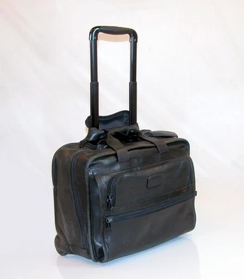 TUMI Alpha Napa Leather Wheeled 17" Compact Computer Brief ~ 96102 DH Black - Image 1 of 4