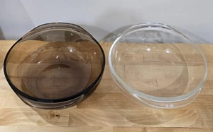 2 Vintage PYREX  Casserole Baking Dishes Clear 023 and Brown 023-N - Picture 1 of 10