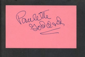 Paulette Goddard - Signed 3x5 Autograph Index Card - The Ghost Breakers - Picture 1 of 2