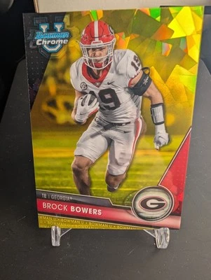 Brock Bowers Yellow Sapphire /75 2023 Bowman Chrome U University - Image 1 of 2