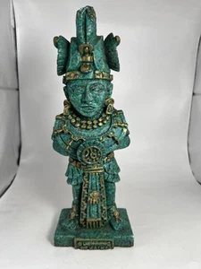 Escultura de colección Malaquita Maya Azteca Dios Maestro Guerrero 10.5 - Imagen 1 de 22
