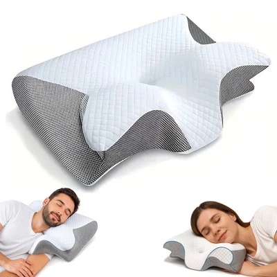CUSCINO CERVICALE ORTOPEDICO ANATOMICO ANTIACARO 2IN1 ERGONOMICO PER DORMIRE PRO - Immagine 1 di 4