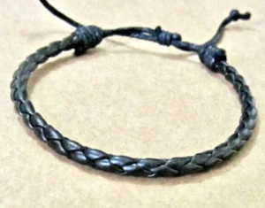 BRACELET BLACK LEATHER CORD ROPE ADJUSTABLE WRIST BAND FRIENDSHIP BOHO Men Women - Picture 1 of 3