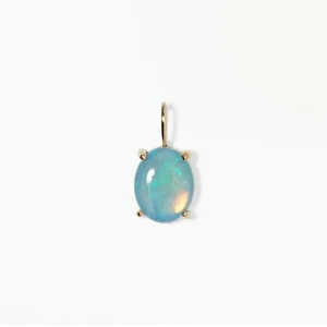 14k massives Gelbgold 1,61 ct natürlicher Opal Charm Anhänger minimalistischer Schmuck Geschenk - Bild 1 von 4