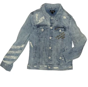 Art Class Distressed Denim Jacket unisex kids Size medium #a18 - Picture 1 of 4