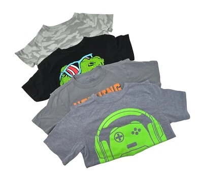 Camisetas masculinas - Designs gráficos - Cinza e preto - Tamanhos 5-6 e 6 -6X - Imagem 1 de 4