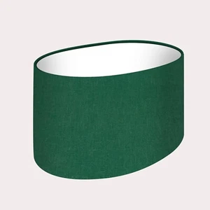 Lampshade Dark Green Textured 100% Linen Oval Light Shade - Picture 1 of 5
