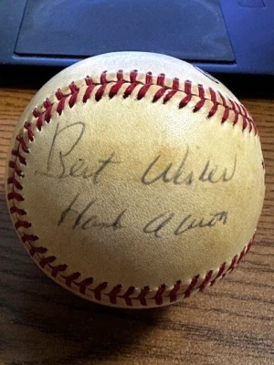 HANK AARON & DALE MURPHY SIGNED AUTOGRAPHED ONL FEENEY BASEBALL!  Braves! - Image 1 of 3