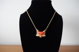 KATE SPADE 12K GOLD-PLATED ‘INTO THE WOODS’ FOX PENDANT NECKLACE AND EARRINGS