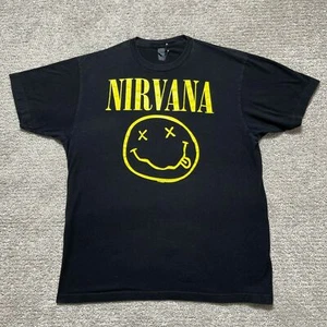 Nirvana Smiley Face Tee Shirt Nevermind Classic Band Adult Large Tultex - Picture 1 of 7