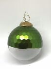 New Handblown Glass Ball Christmas Tree Ornament Vintage Style Beveled Green