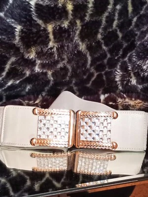 CINTURÓN MARFIL ELÁSTICO ESTRÁS BLING Foto 1 de 4