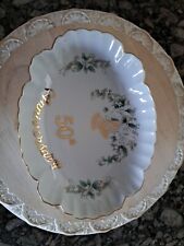25th Anniversay Plate trinket bowl Lefton China 6.5" x 5" Excellent