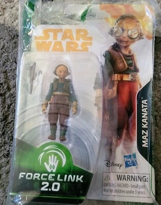 Figura de acción Hasbro Star Wars Force Link 2.0 Maz Kanata 2017 sin usar, en caja rara Disney Foto 1 de 2