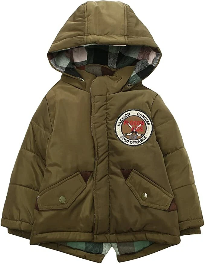 Abrigo de plumón diestro para niños Chaqueta acolchada de invierno Capucha extraíble Cálido Exterior 1-5T RHN2331 Foto 1 de 1