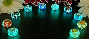 Charm European MURANO GLASS Beads Bracelet Lamp Work GLOW IN THE DARK Pendant UK - Picture 1 of 20