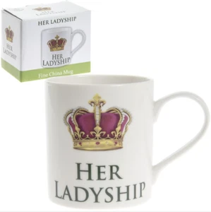 Her Ladyship Crown White Fine China Mug - Boxed Gift NEW - Picture 1 of 1