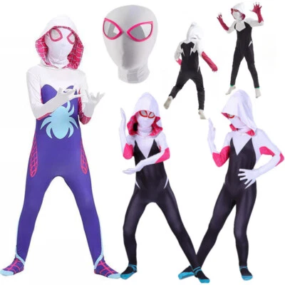 Girls Ghost Spider Stacy Gwen Cosplay Halloween Costume Jumpsuit Fancy Dress Up
