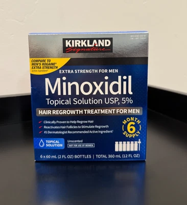 Kirkland Signature Minoxidil 5% Extra Fuerza Hombres Regeneración del Cabello Original Foto 1 de 4