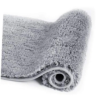  Tapete de banheiro antiderrapante (16 x 24, cinza) absorvente de água macio  - Imagem 1 de 4
