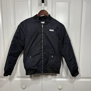 Converse Bomber Jacket Youth L Black Full Zip Varsity Style Streetwear Y2K - Picture 1 of 14