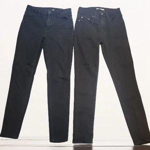 Womens Bundle Of Jeans 2 Black Pairs Size 4 High Rise Skinny - Picture 1 of 11
