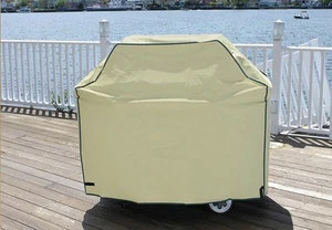 LB International Durable Outdoor Patio Full Vinyl Gas Grill Cover - Khaki - Imagen 1 de 2