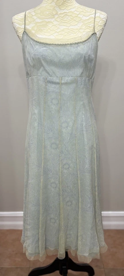 Vestido Antonio Melani de Encaje de Seda 10 Midi Azul Amarillo Fairycore Coqueta Regreso a Casa Foto 1 de 4