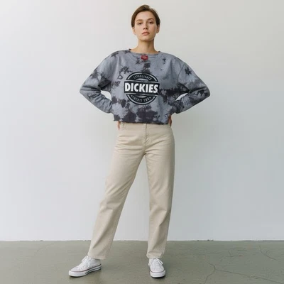 Sudadera Dickies Mujer Junior M Gris Tie Dye Crop Dobladillo Crudo Manga Larga B-37 Foto 1 de 4