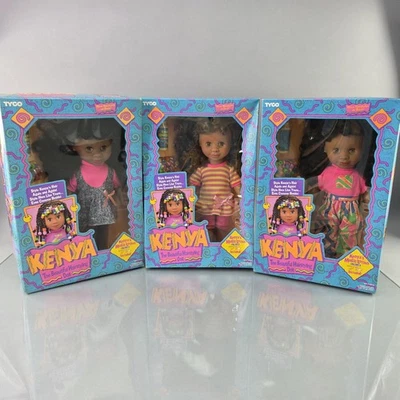 Кукла Tyco KENYA Hairstyling 13 дюймов ПОЛНЫЙ НАБОР ИЗ 4 оригинальных выпусков 1992 РЕДКАЯ НОВАЯ - Изображение 1 из 4