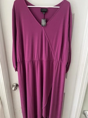 Lane Bryant Dress Sz 22/24 Purple Flowy Faux Wrap Stretchy NWT Party Wedding - Image 1 of 4