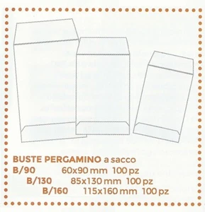 MARINI 100 BUSTE IN PERGAMINO B-160 A SACCO 160X115mm - Imagen 1 de 1
